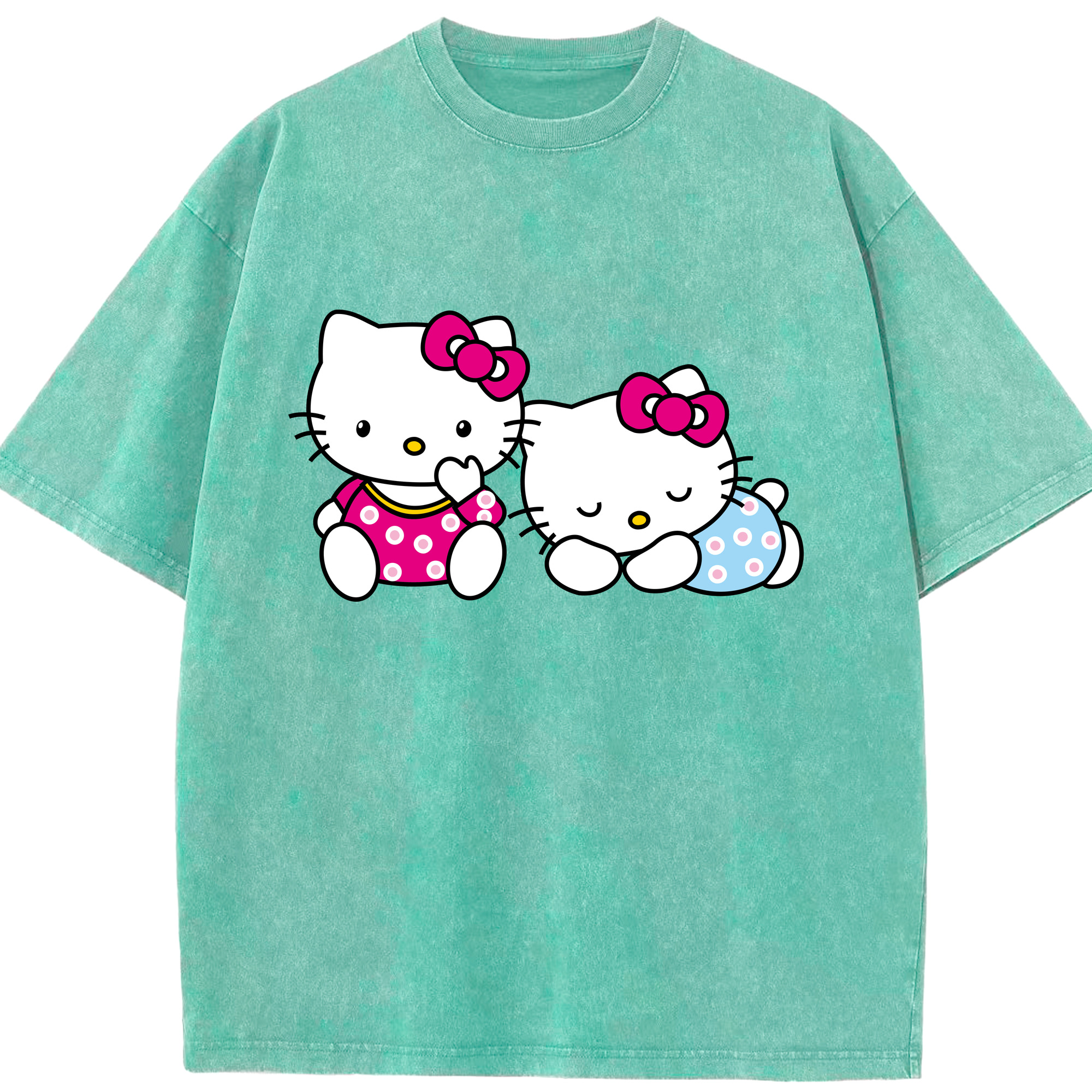 （画像用） Hello Kitty ハローキティ 綿100% ヴィンテージ風 半袖Tシャツ（フロントプリント）